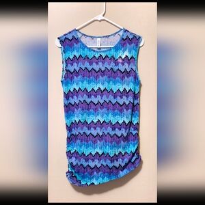 Victorias Secret Tee Shop Women's Sleeveless Zigzag Top - Blue and Purple